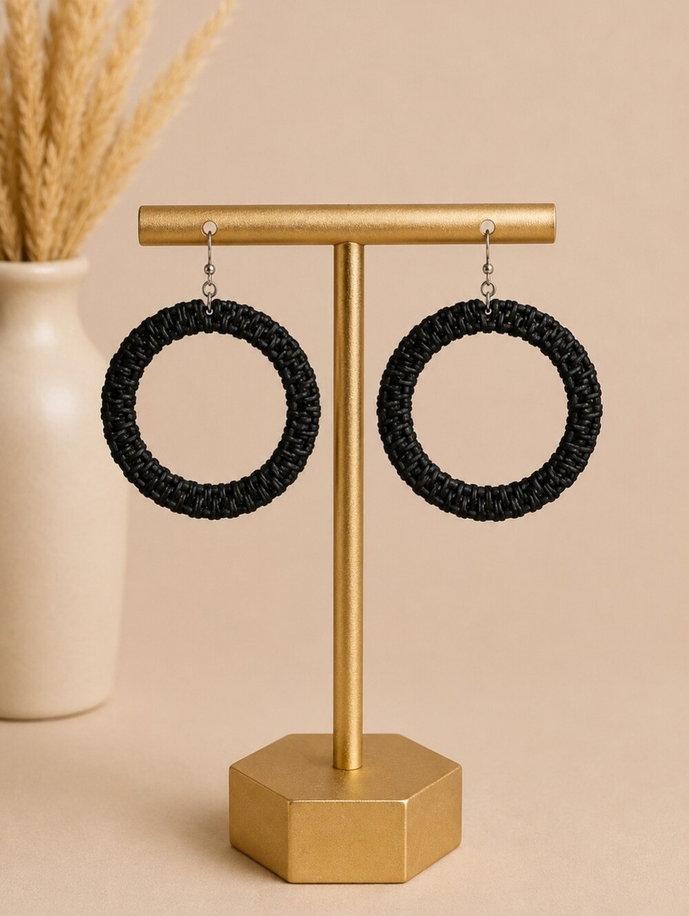 Plunder Taisha Large Wicker Hoop Earrings NIP